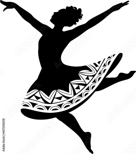 Elegant Silhouette of a Dancer in a Decorative Skirt Design