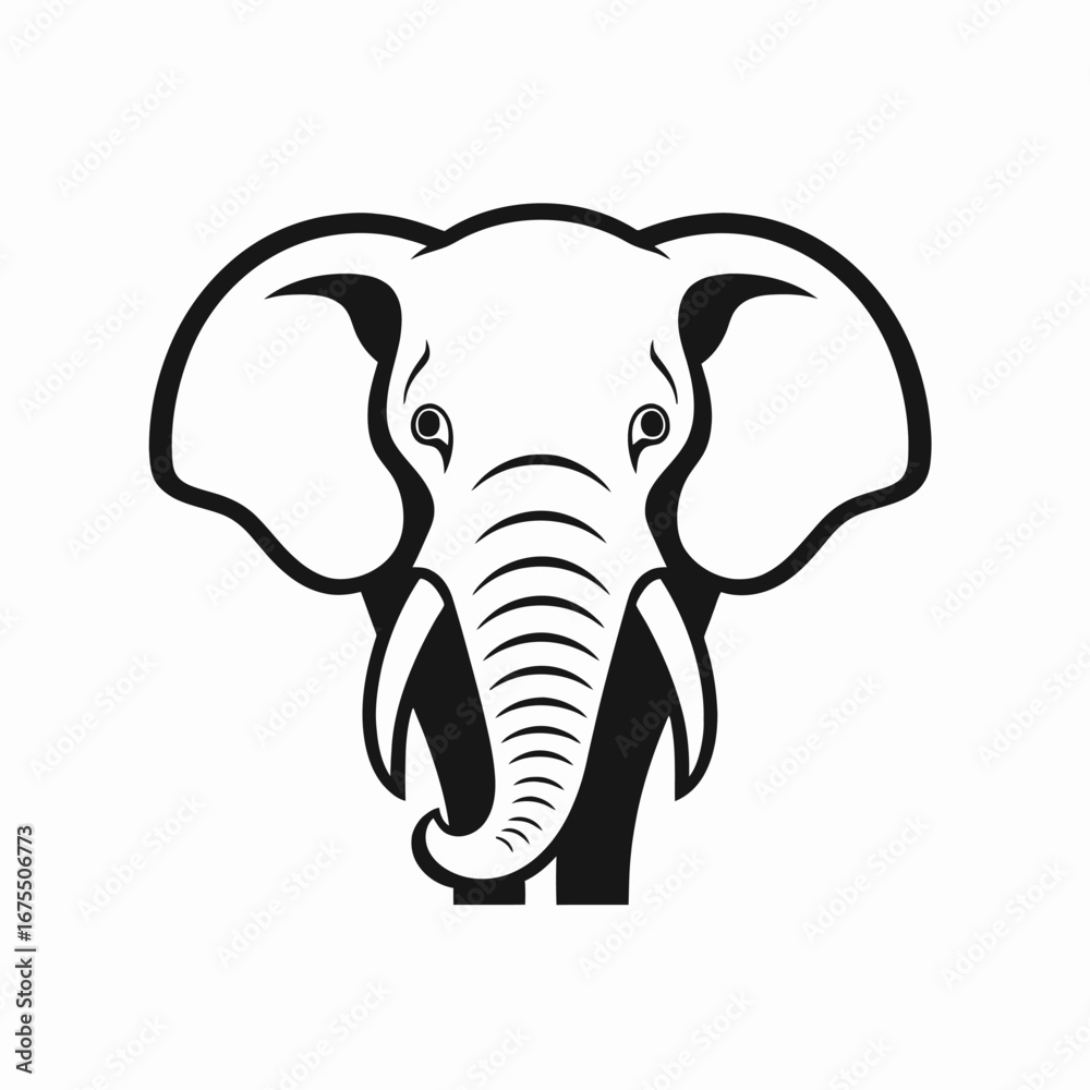 Naklejka premium Striking minimalist elephant artwork featuring a bold monochrome color scheme silhouette