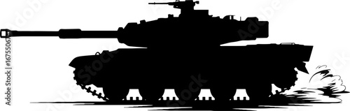 Silhouette of Military Tank in Motion Ideal for Graphic Designs