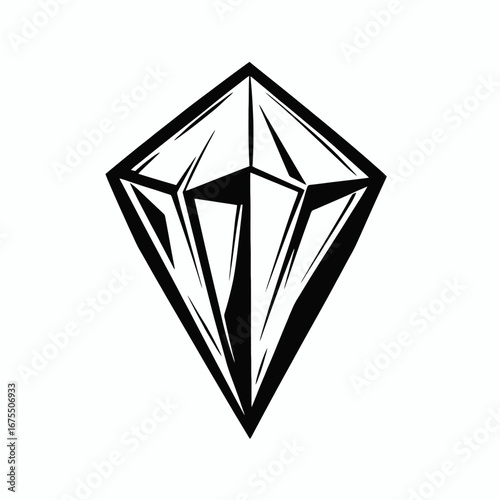 Bold geometric diamond illustration in black and white striking silhouette