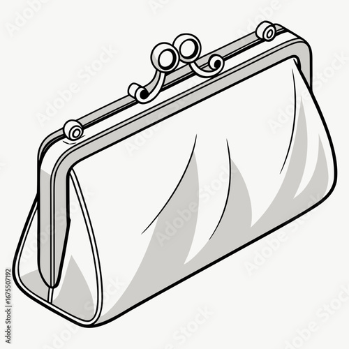 Vector art of elegant vintage clutch purse, a stylish accessory for fashionconscious individuals seeking a touch of retro charm and sophistication