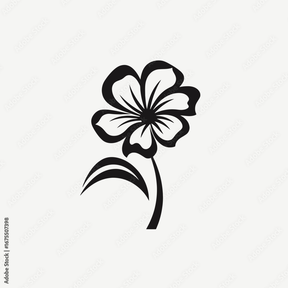 Fototapeta premium Elegant black and white floral design for minimalist decoration silhouette
