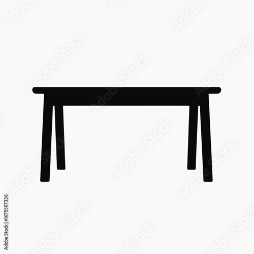 Simple wooden table with rectangular surface for dining silhouette