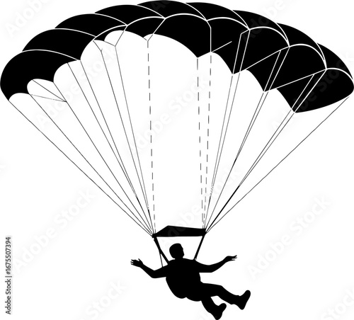 Silhouette of a Parachutist in Free Fall Adventure Illustration