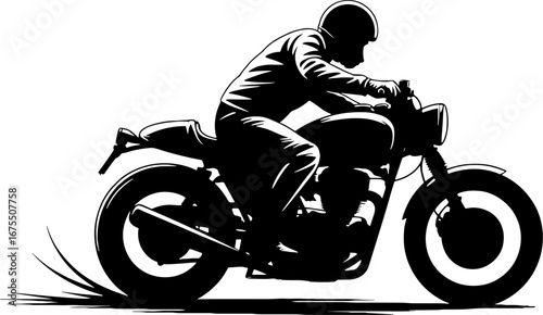 Dynamic Motorcycle Rider Silhouette Illustration for Design Projects