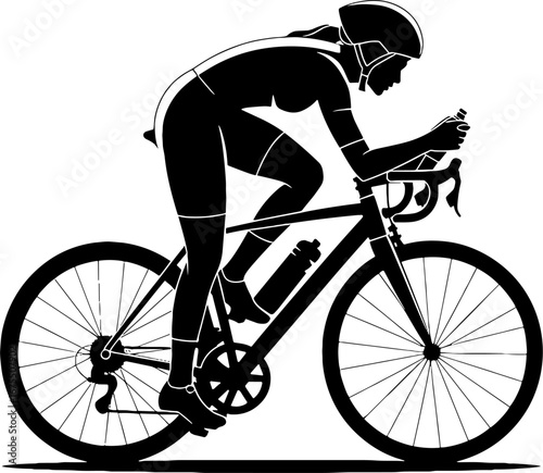 Cyclist in Motion Dynamic Biking Silhouette for Fitness Themes