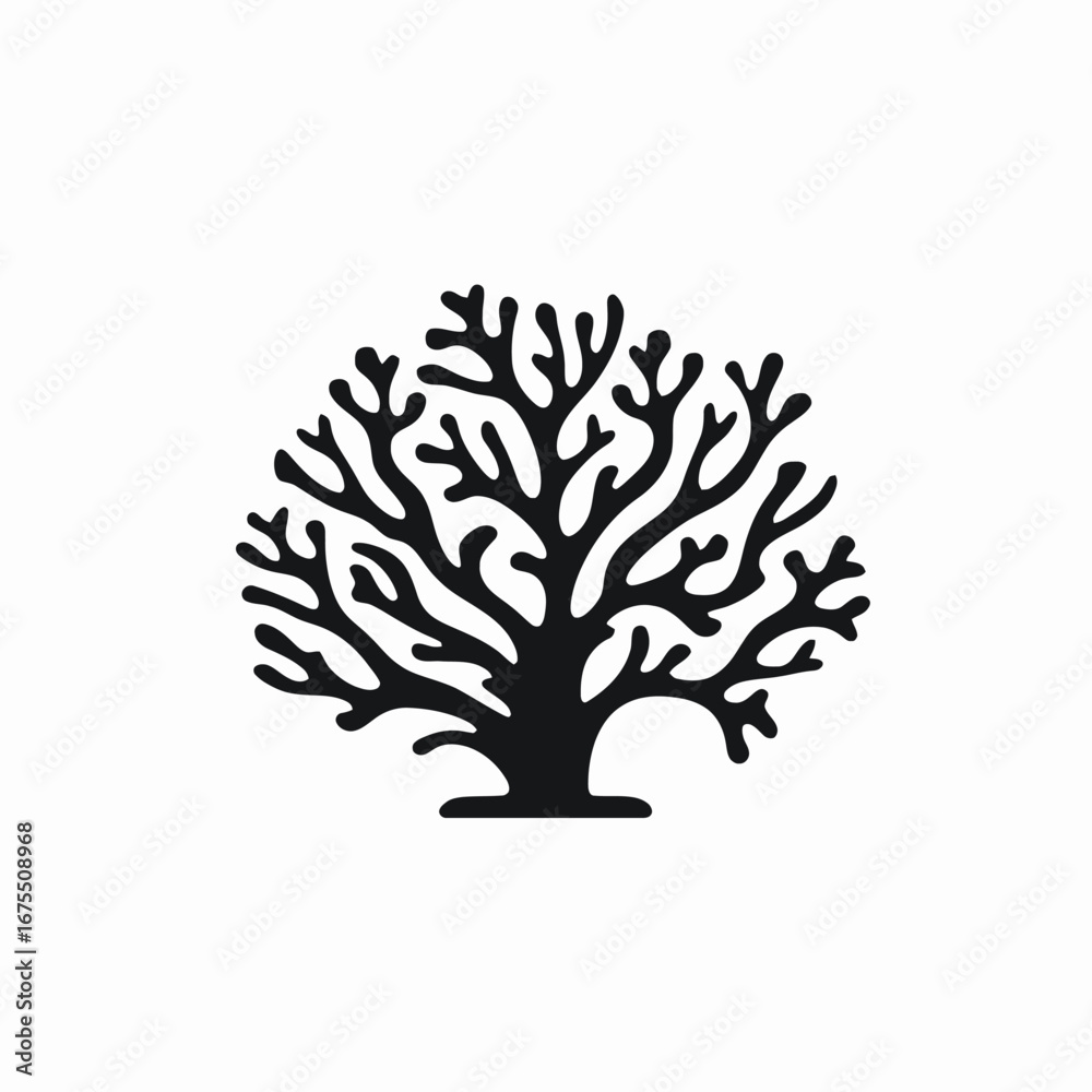 Naklejka premium Unique branched abstract organic shape isolated against white backdrop, silhouette