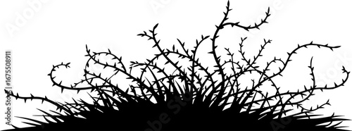 Intricate Thorny Bush Silhouette for Nature Inspired Design