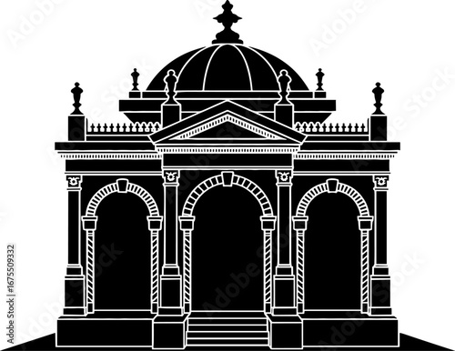 Elegant Classic Architecture Structure with Dome and Arches