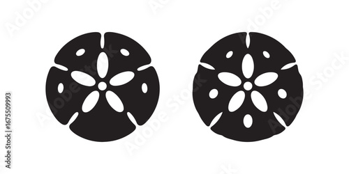 Silhouette Icons of Two Sand Dollar Shells for Coastal and Ocean Themed Projects