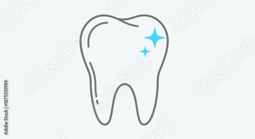 Clean and Sparkling Tooth Illustration for Dental Care Promotion and Educational Material in Dentistry and Oral Hygiene for Health-conscious Individuals
