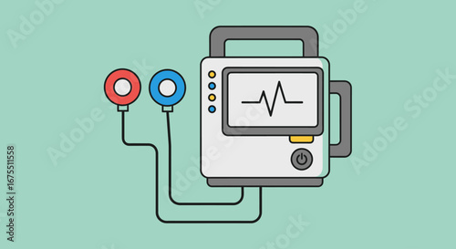 Medical EKG Machine Illustration for Healthcare Diagnostics, Heart Monitoring, and Medical Equipment Visuals in Clinical Settings and Educational Resources