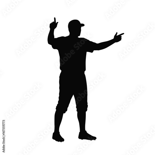 Person pointing with both hands silhouette black