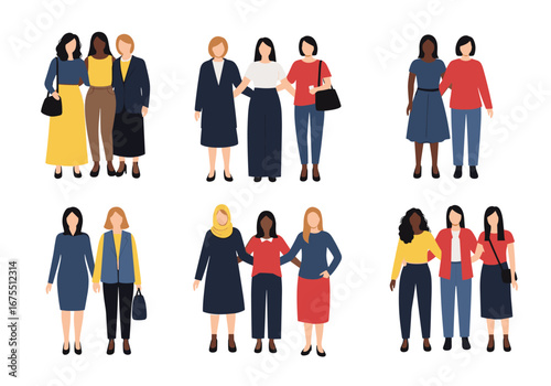 Diverse group of women standing together supporting each other friendships and solidarity