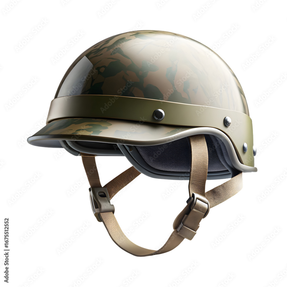Fototapeta premium Military helmet 3d rendering isolated on transparent background
