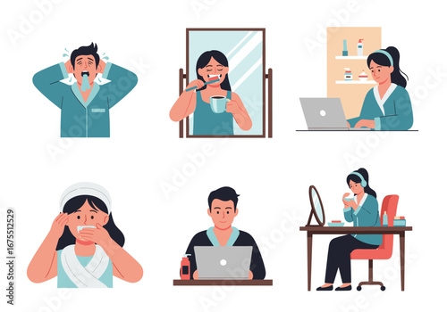 Daily morning routine health and beauty self care activities for men and women explained