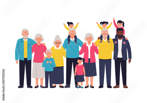 A diverse multigenerational family portrait showing happiness and unity together