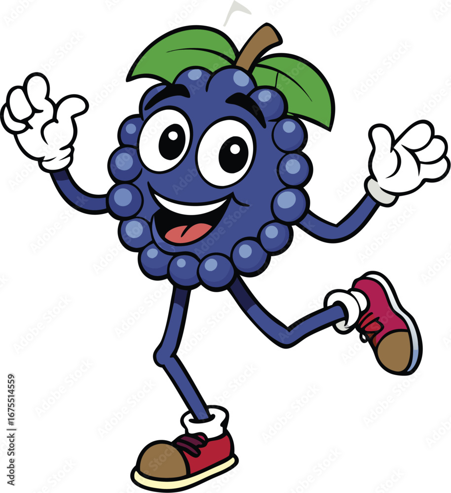 Naklejka premium Vector art of happy blackberry cartoon character