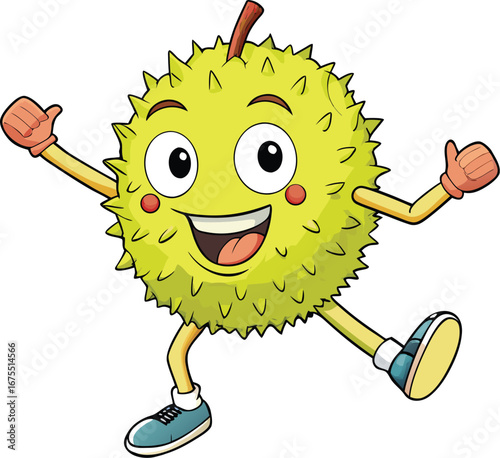 Vector art of happy durian cartoon character