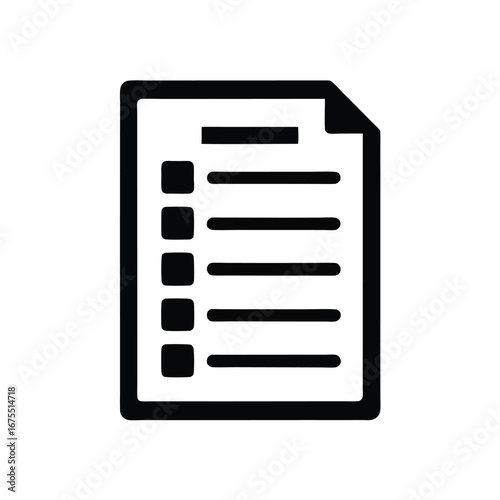Black Outline Checklist, Task List With Checkboxes, Icon, White Background