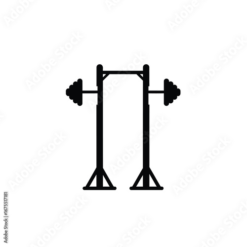 Black barbell rack with weights equipment