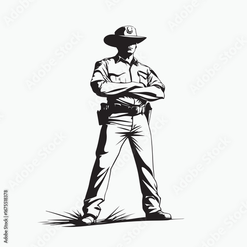 silhouette of park ranger with hat