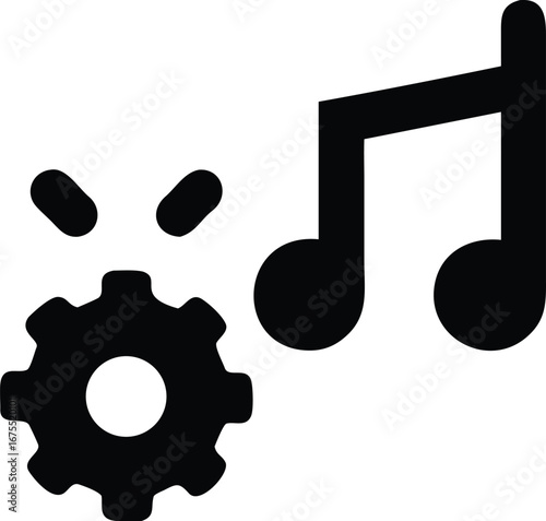 Music Note With Sound Wave and Gear Elements audio