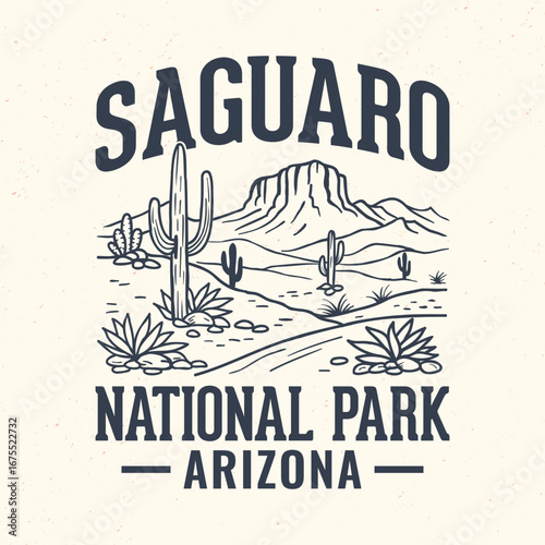 Saguaro National Park, Arizona - Adventure t-shirt design for tourism