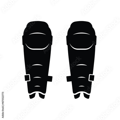 Black shin guards with straps white protection