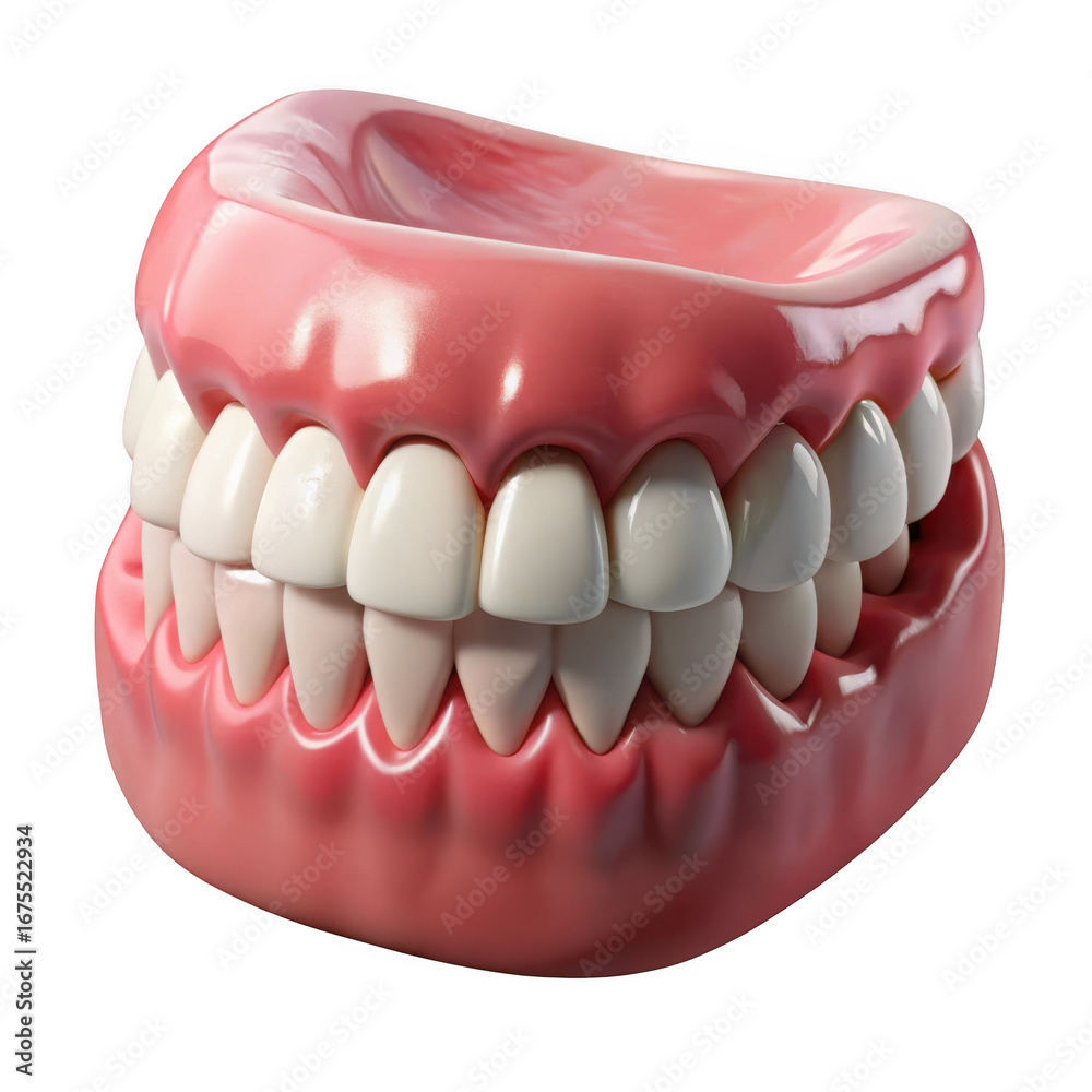 Obraz premium 3d realistic dentures with gums isolated on transparent background