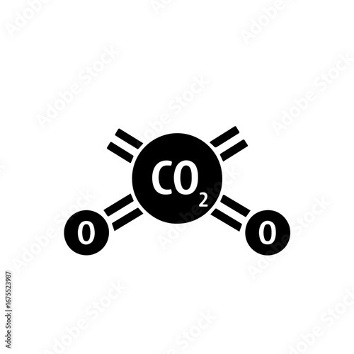 Black and White Carbon Dioxide Molecule (CO2) Icon
A sleek, symbolic vector icon of a simple carbon dioxide molecule (CO2), designed in a clean black and white style