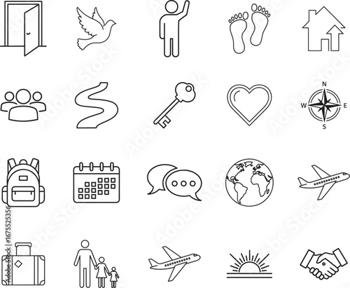 International Migrants Day and Immigration Icon Set
