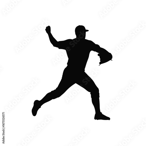 Baseball pitcher throwing ball silhouette sport