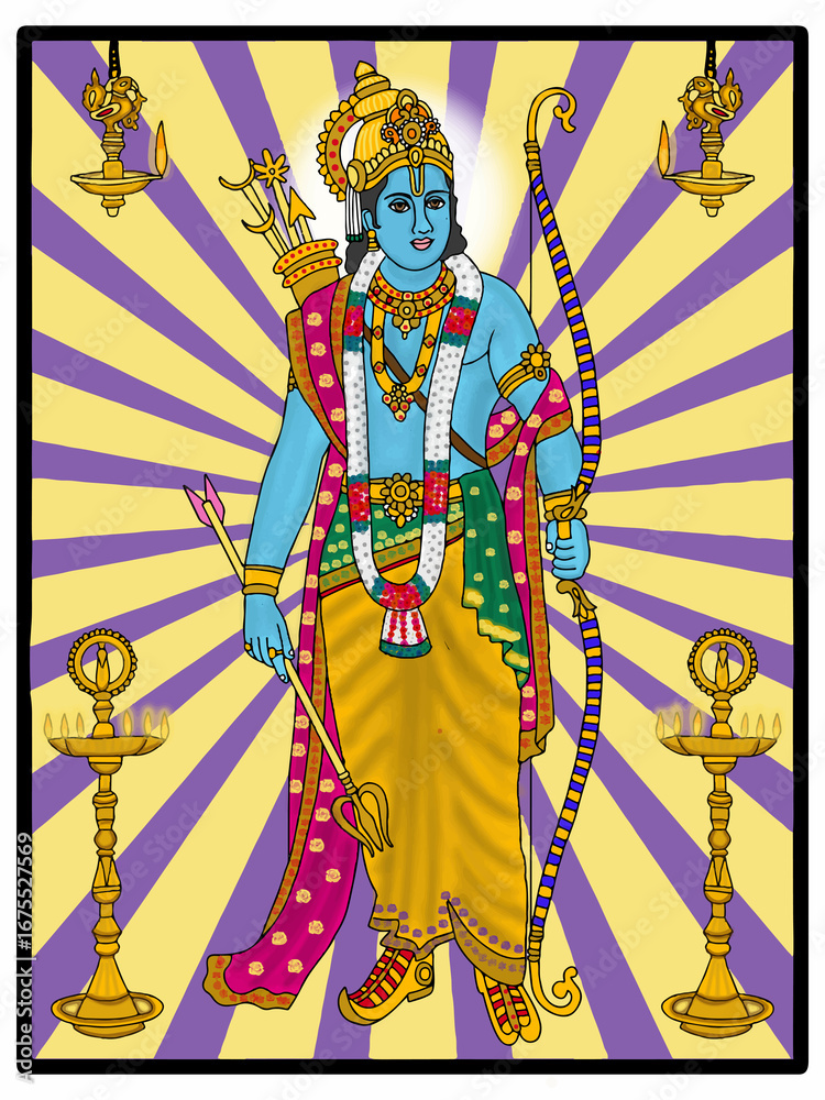 Obraz premium hand drawn digital art of lord ram