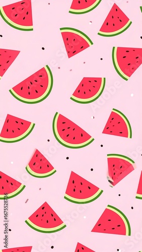 Watermelon slices pattern on pink background