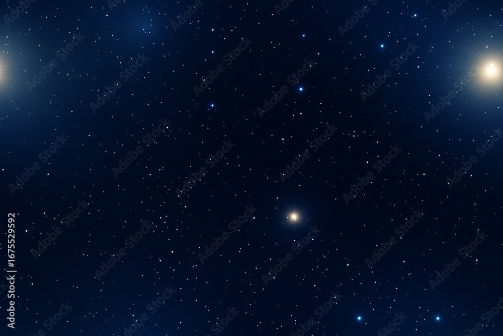 Fototapeta premium Cosmic seamless patterns of glowing stars in night sky for celestial design