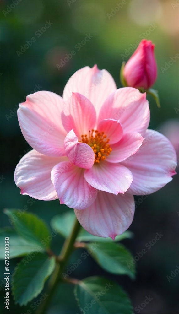 Fototapeta premium Close-up of delicate blossoms, petals gently unfurling, suggesting the soft inhale and exhale of breathing A tranquil scene of floral life in full bloom , sunlight, healthy, botanical