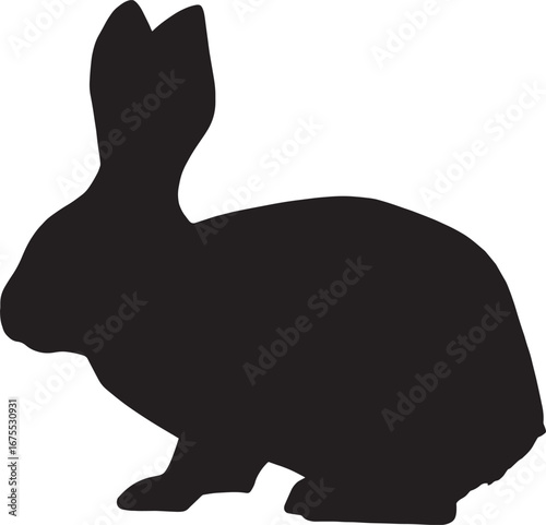 Still Alert – Silhouette of Rabbit Sitting in Profile with Upright Ears, Wildlife, Nature, Abstract, Gentle, Symbolic