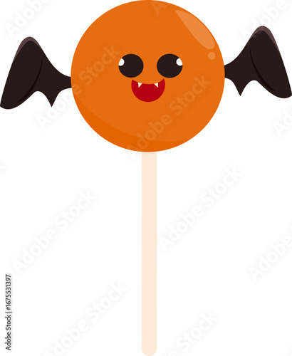 Cute halloween bat lollipop illustration