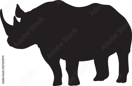 Savanna Sentinel – Silhouette of Rhinoceros in Profile, Wildlife, Nature, Abstract, Strength, Conservation