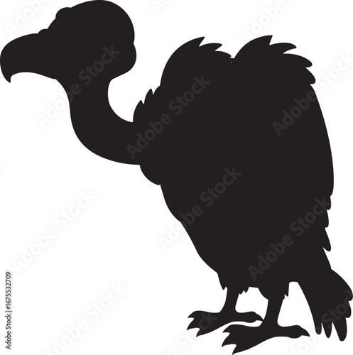 Silent Watcher – Silhouette of Vulture with Curved Beak, Wildlife, Abstract, Nature, Symbolic, Scavenger