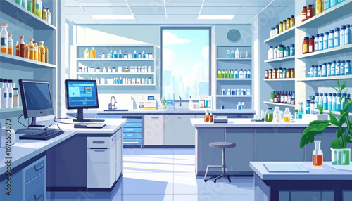 Bright, clean lab with modern tools
17. Laboratory with laboratory glassware
18. Modern scientific lab with monitors
19. Chemical research lab interior
20. Laboratory workspace with high-tech equipmen