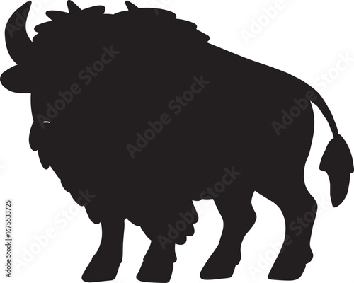 Plains Power – Silhouette of Bison in Profile, Wildlife, Nature, Abstract, Strength, Conservation