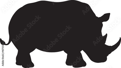 Horned Giant – Silhouette of Rhinoceros in Profile, Wildlife, Nature, Abstract, Animal, Conservation