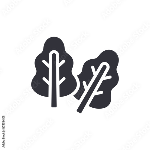 Stylized Trees With Simple Trunk And Leaf Design Minimalist Forest Illustration