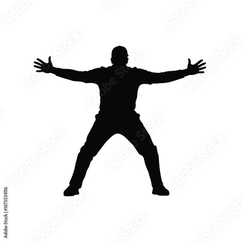 Man arms outstretched black silhouette white