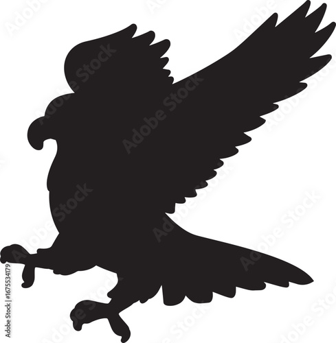 Predator in Flight – Silhouette of Raptor with Spread Wings, Bird, Abstract, Wildlife, Power, Nature