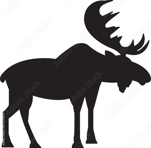 Northern Majesty – Silhouette of Moose in Profile, Wildlife, Nature, Abstract, Forest, Animal