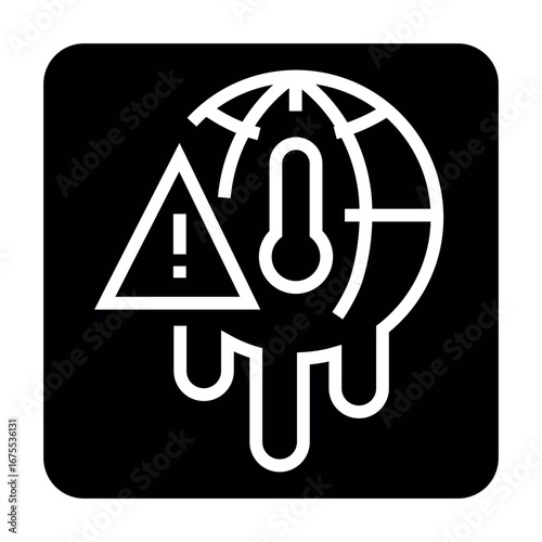 global warming black line icon for digital and print projects.  Minimal clean icons for apps and websites.