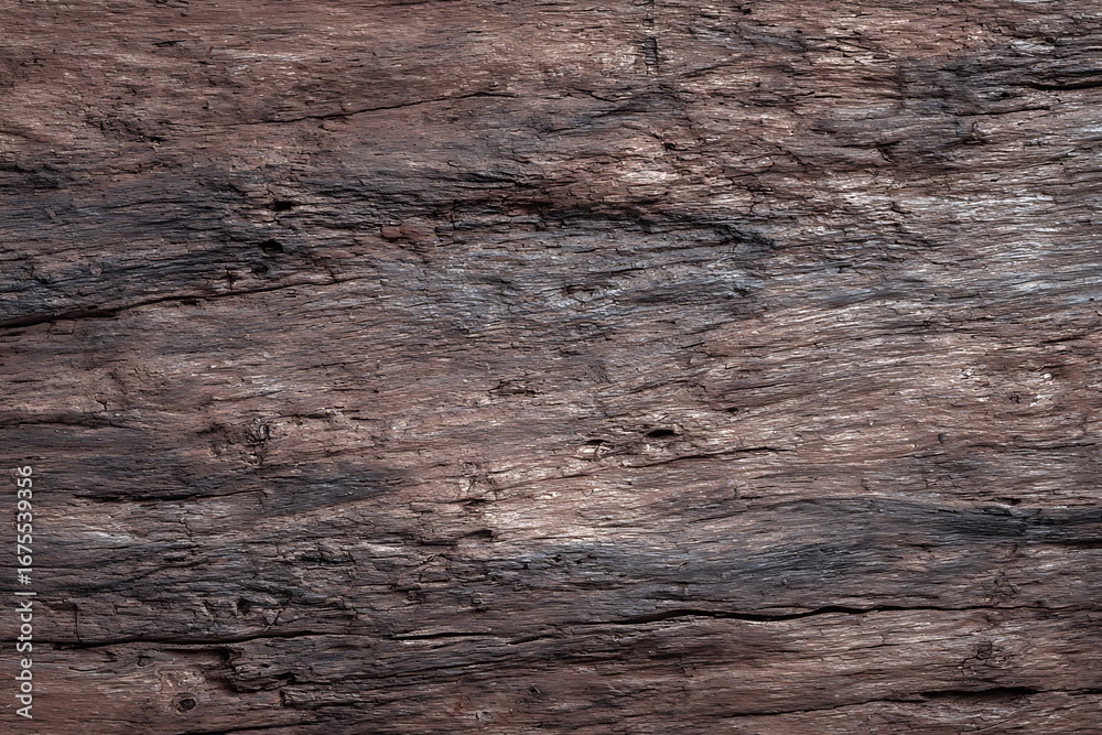 Naklejka premium Rustic Brown Wooden Texture with Weathered Grain Detail and Rich Natural Patina